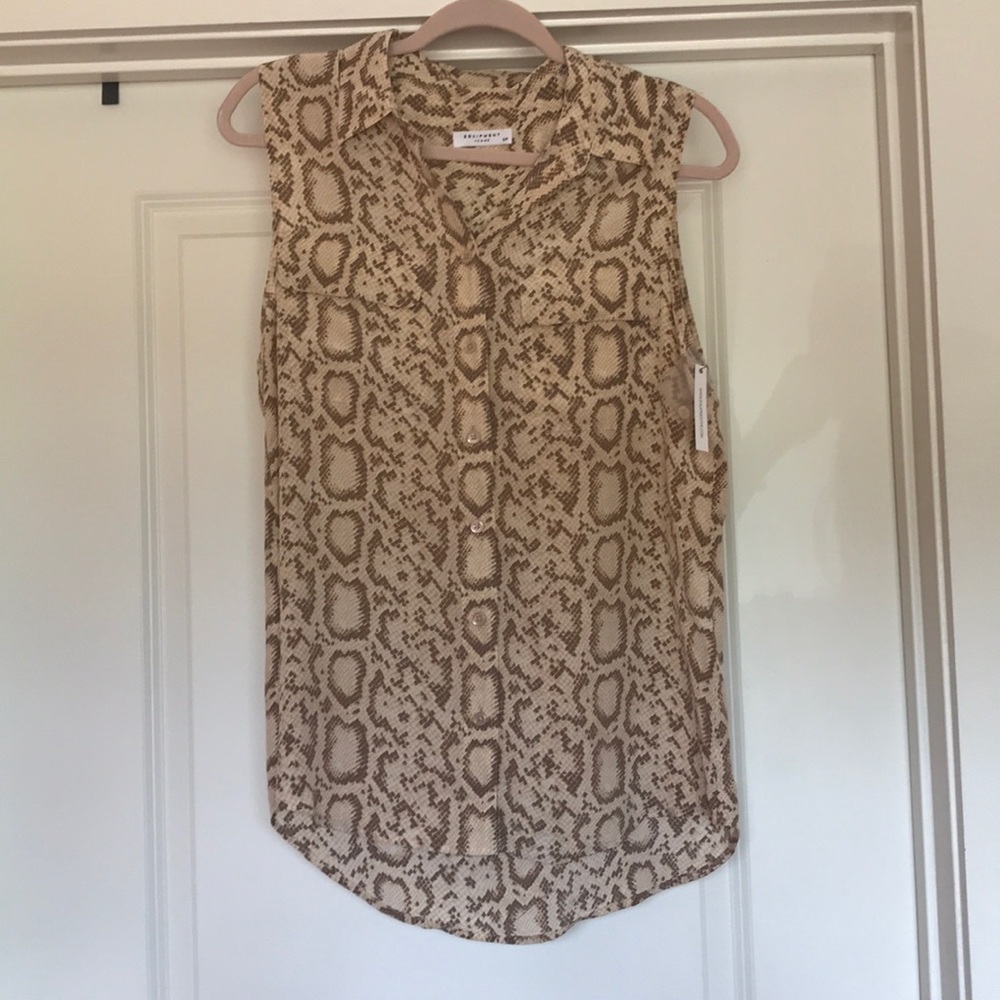 Equipment snake print sleeveless top
